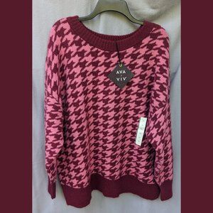 NWT Pink Houndstooth Sweater Ava and Viv Size 2X